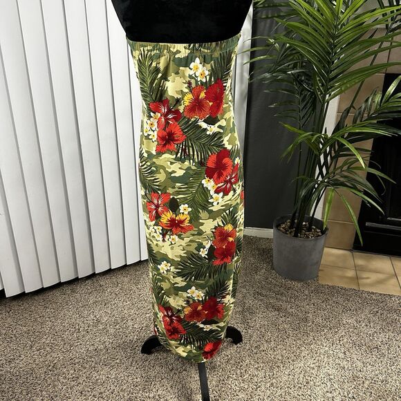 Rouge Collection Women's Plus Sz 2X Floral Green Orange Tube Maxi Dress Skirt - Picture 2 of 10
